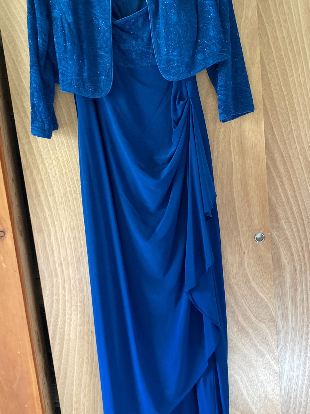 Alex Evenings Royal Blue Maxi Dress with Matching Sparkle Jacket